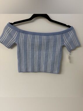 aerie Reversible Sweater Cropped Top Blue & white Stripes Women’s Size Small NWT